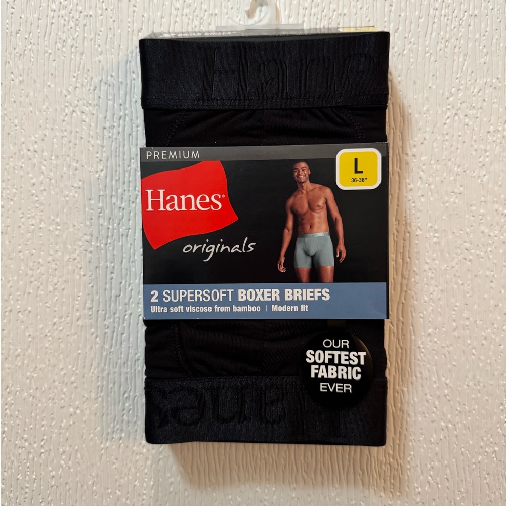 Hanes Men's Black Supersoft Boxer Briefs
